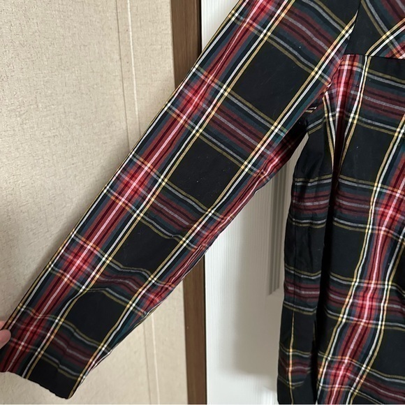 J crew stripe long sleeve blouse size M holiday plaid - Picture 2 of 4